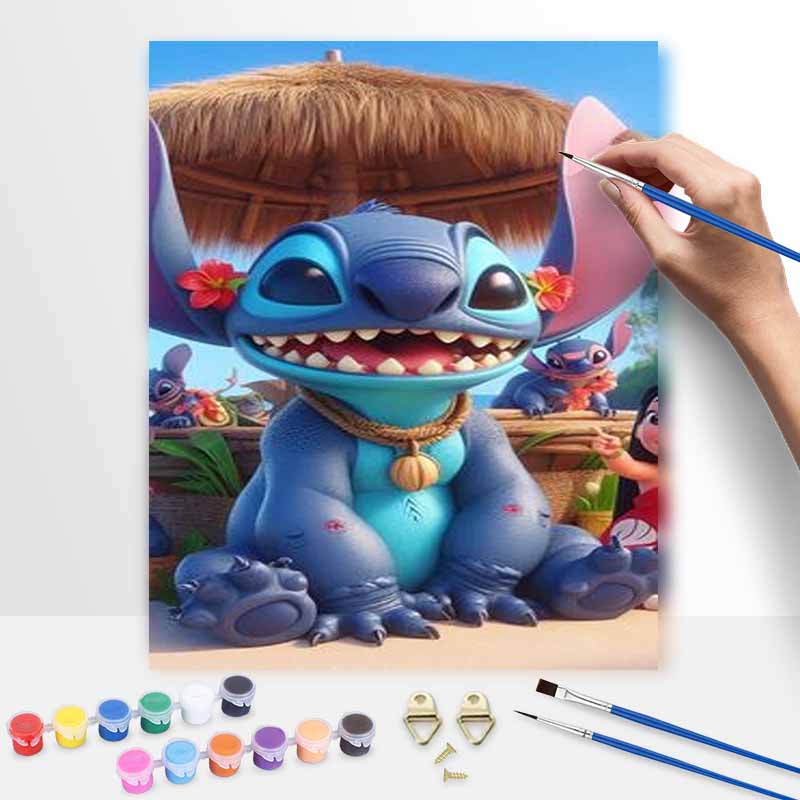 Disney Oil Painting Painting Art Stitch Lilo Tropical Beach Handmade Diy Painting Home Decoration Gift