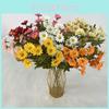 Long Stem Artificial Silk Chamomile 2 Flowers For Wedding Decor Home Arrangement