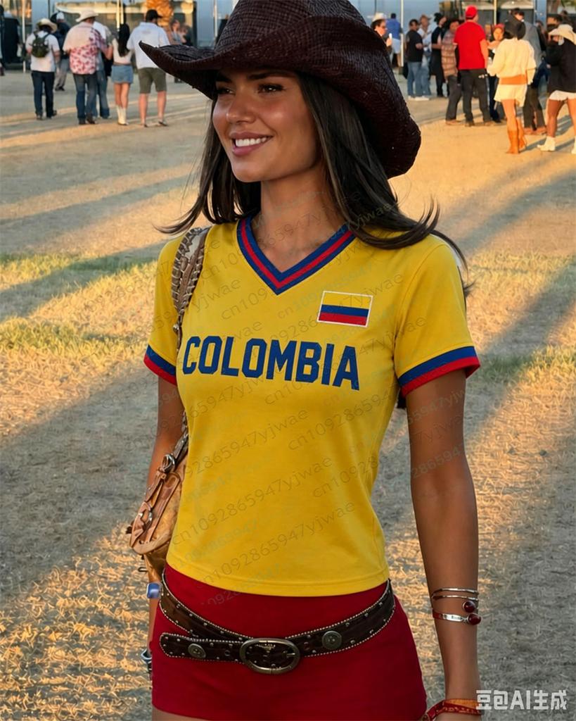 Kolumbien Fußballtrikot Spieltag Fan-Shirt Kolumbien Sport-T-Shirt Mode Lässig Party Oberteil Sommer Damen Herren T-Shirts