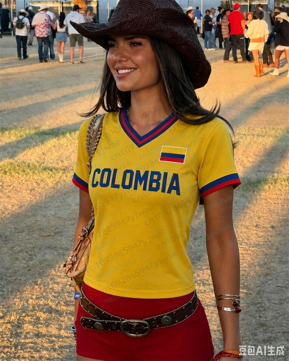 Colombia Soccer Jersey Game Day Fan Shirt Colombia Sports Tee Fashion Casual Party Top Summer Women S Men S T-Shirts 4XL