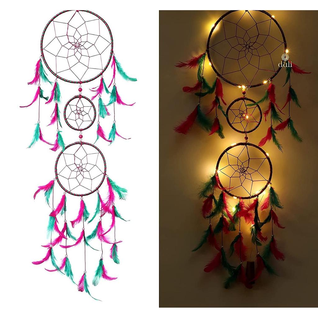 Ловец снов с подсветкой, Dream Catcher with Lights (76 cm, Pink-Green),  Duli