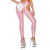 Damen Glänzende Yoga-Leggings Cutout-Design Hoher Bund Offener Schritt Oberschenkel Ausgeschnitten Dehnbar Skinny Hosen