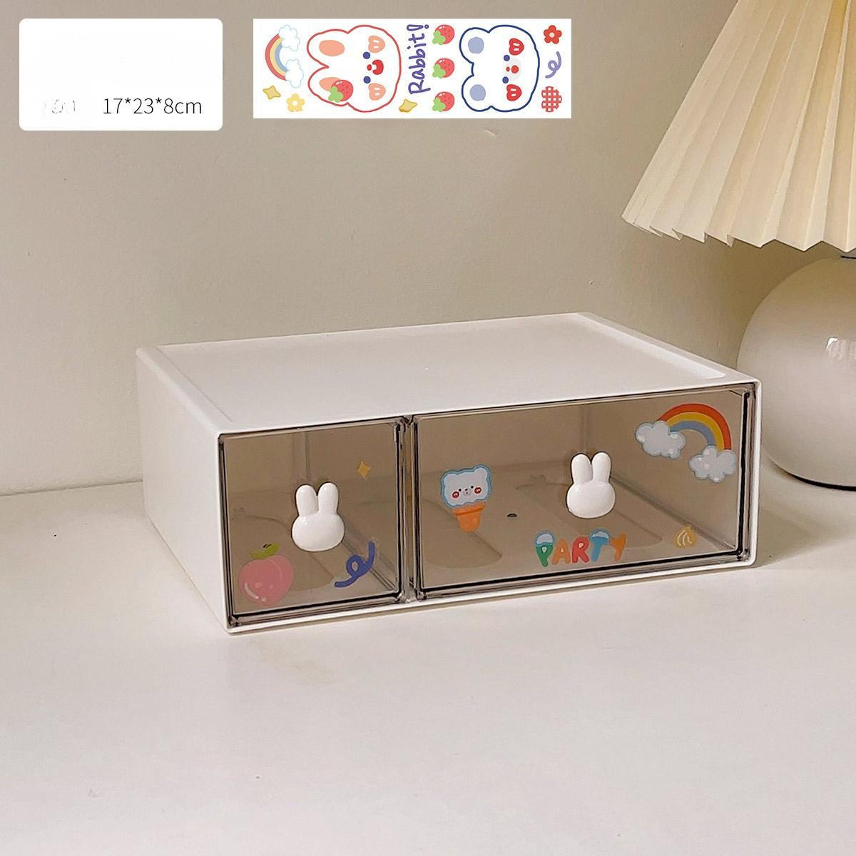 Милый ящик для хранения на рабочем столе студенческий стол прозрачная полка косметика канцелярские принадлежности high double drawer 1594₽