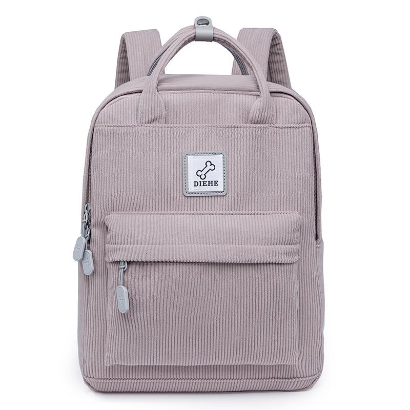 Japanese corduroy high-value backpack high school student casual simple junior high school student schoolbag women s large-capacity backpack