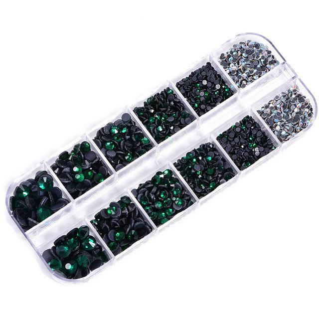 

12-сеточных коробочных стразов, стеклянные DMC-бриллианты, хрустальные аксессуары для одежды, набор инструментов для самостоятельного изготовления ювелирных изделий 12 grid DMC box (SS6-SS30)