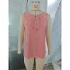 Spring Summer New Solid Color V-Neck Lace Trim Loose Sleeveless Vest T-Shirt Top for Amazon Cross-border Europe USA