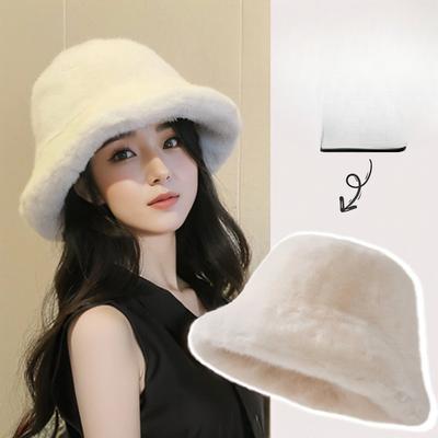 Korean Style Fisherman Hat for Women In Winter Plus Velvet Thickened Fashionable and Versatile New Hat with High End Solid Color Simple Warmth