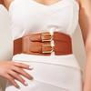 Wind Lady Double Buckle Wide Belt Retro Elastic Elastic Waist Seal Waist Decoration