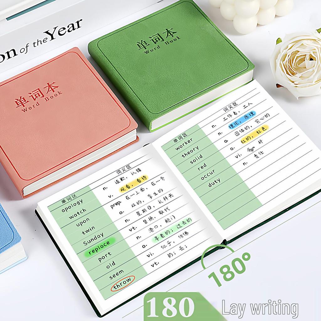 Square Leather English Vocabulary Pocket Notebook 