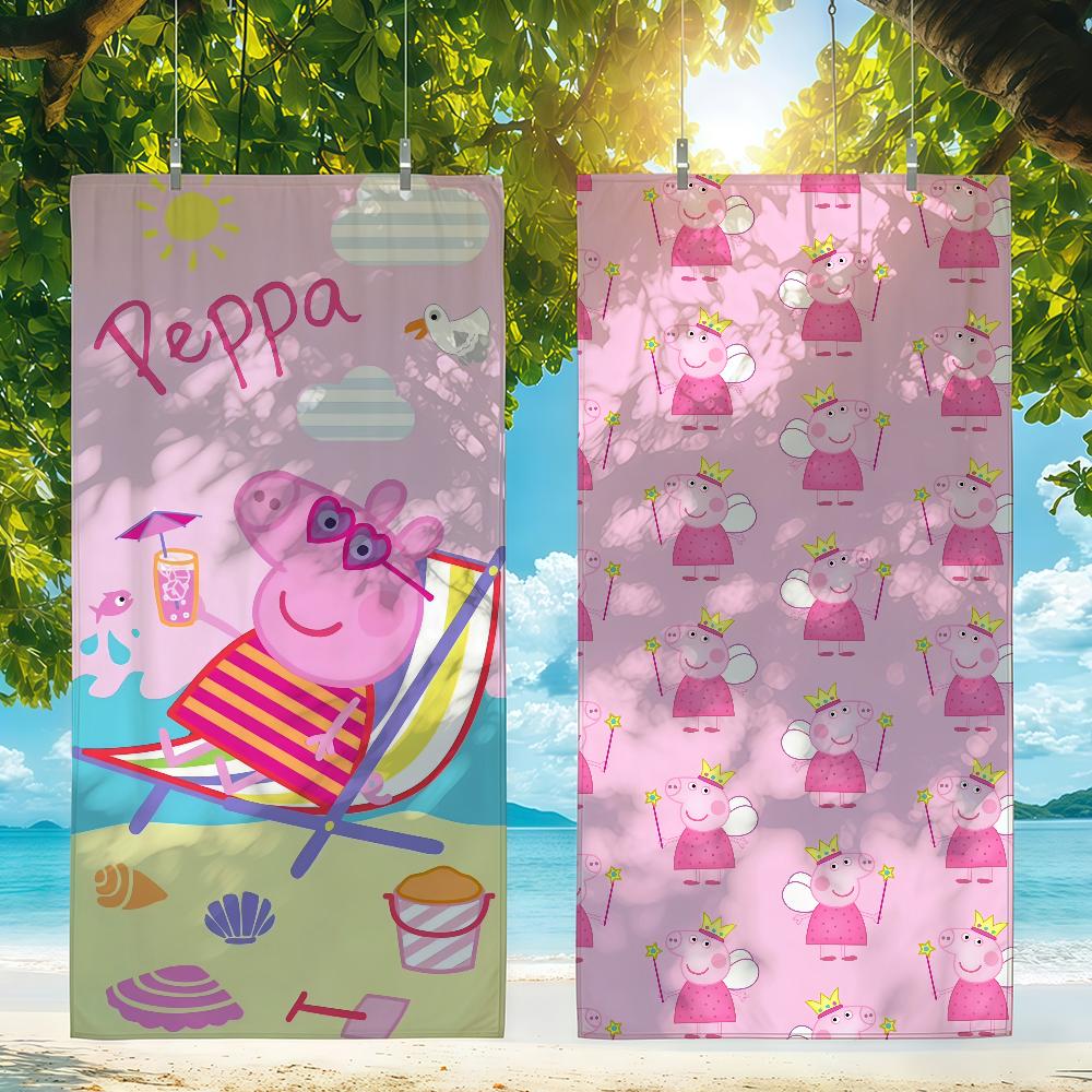Cartoon P-Peppa Towel P-Pig Beach Towel Travel Lightweight Skin Friendly for Pool Beach Camping Cruise Summer