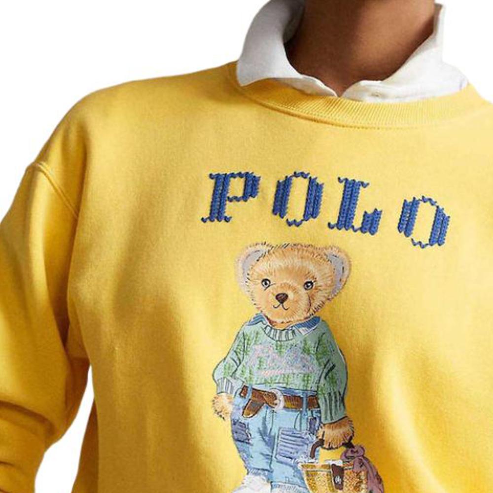 Polo Ralph Lauren FW22 Bear Print Crewneck Sweater Women Sweater Yellow 211872981-001