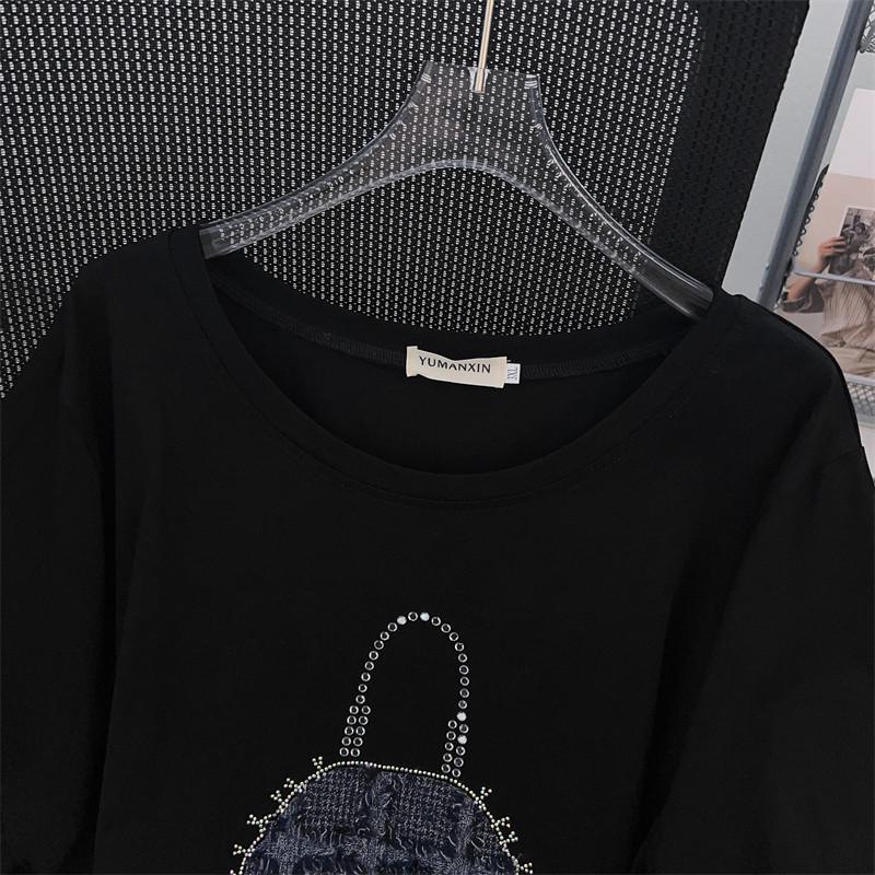 Plus Size Slimming Loose Round Neck Mid-Length Short-Sleeve Women's T-Shirt