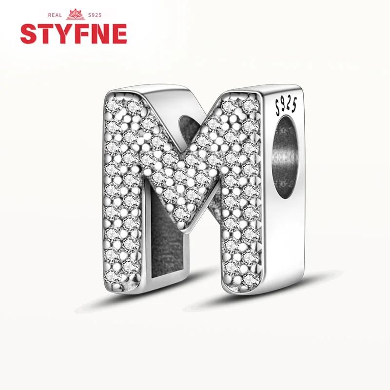 Kupfer 26 Buchstaben Glänzend Zirkon Alphabet Anhänger Perle Passend Original Armband DIY Feiner Schmuck Geschenk Für Frauen Machen