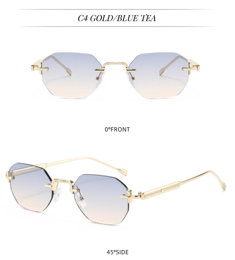 Sleek Rimless Cut-Edge Sunglasses - Stylish Women's Street Style & Sun Protection