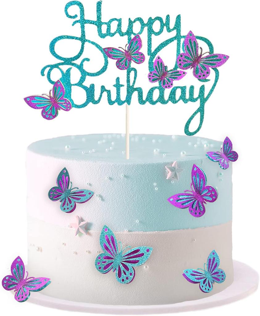 13 Stück Heißrosa 3D Schmetterling Kuchenaufsätze Cupcake Topper für Mädchen Frauen Happy Birthday Kuchenaufsatz Geburtstagskuchen Dekoration