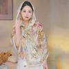 Breathable Thin Large Shawl Frog Button Sunscreen Headscarf Fashion Women Floral Scarf  Vacation
