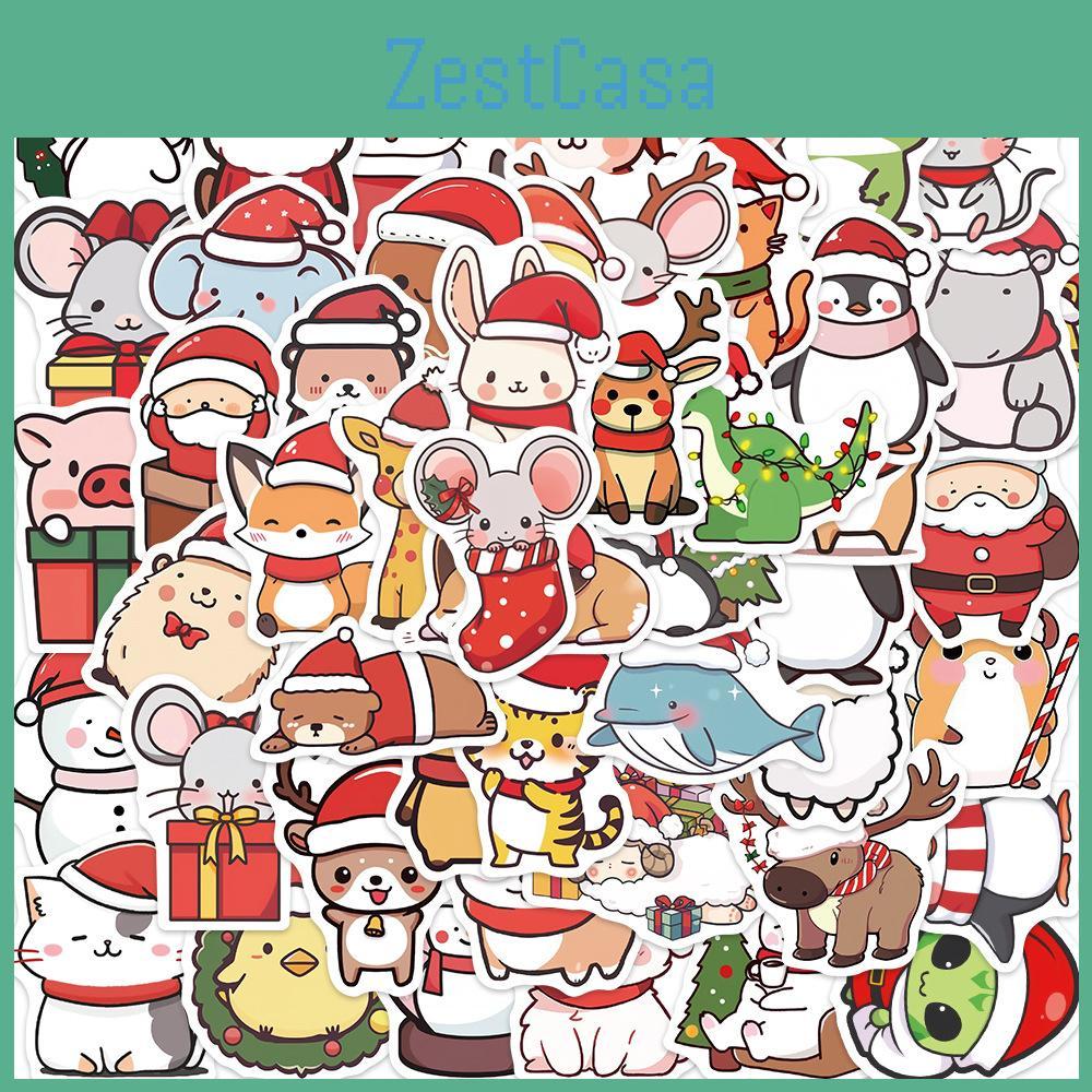 Adorable Christmas Animal Stickers Decorate Your Guitar Notebook And Luggage With 50 Waterproof Decals