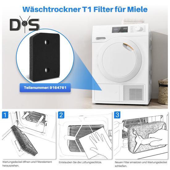 6Pcs Dryer Filter Replacement for Miele T1 Heat Pump Tumble Dryer 9164761 Lint Foam Filter Professional Dryer Spare Parts Accessories