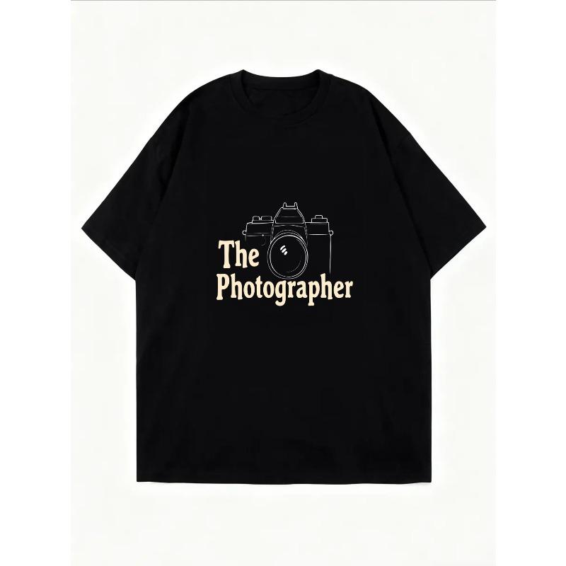 Weißes T-Shirt Der Fotograf Kamera-Print Freizeitkleidung für Frauen Fotografie-Liebhaber Mode-Top Alltagsoutfit