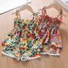 Girls' Floral Chiffon Set Summer New Item for Baby Girls Children's Camisole Top Lace Shorts Two-piece Set