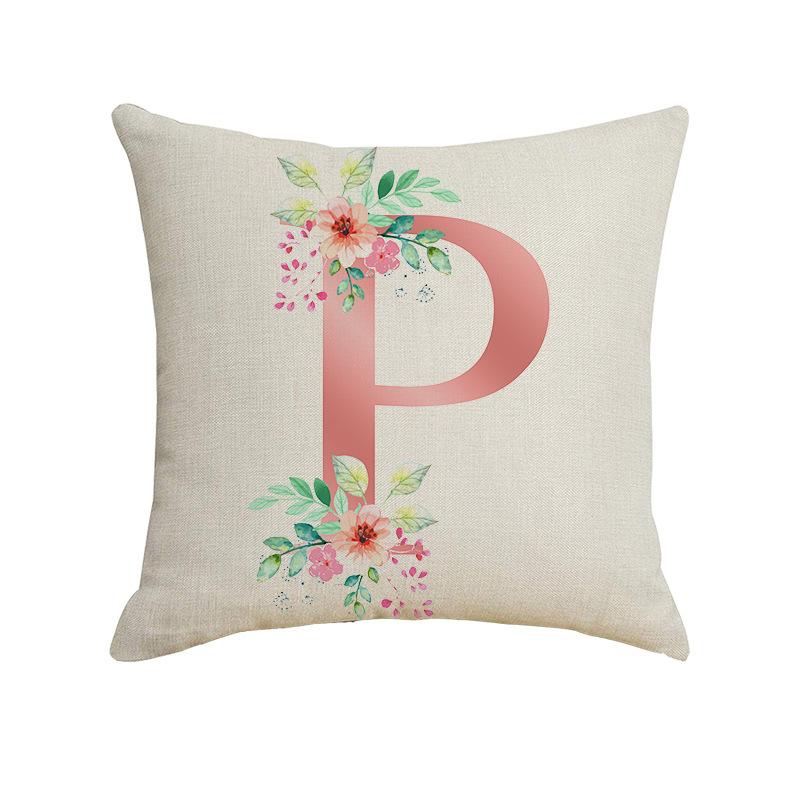 

New Small Fresh Letter Series Pillow Cover Office Sofa Living Room Decoration Linen Cushion Cover 45 * 45Cm-linen (excluding pillow core)