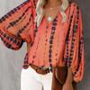 1116 eBay New, European and American Style V-neck Color Lantern Sleeve Shirt, Women's Shirt