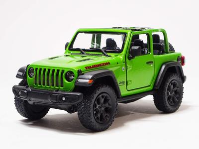 Kinsmart Jeep Wrangler Rubicon Grünes Miniauto mit offenem Verdeck KT5412A 1/34