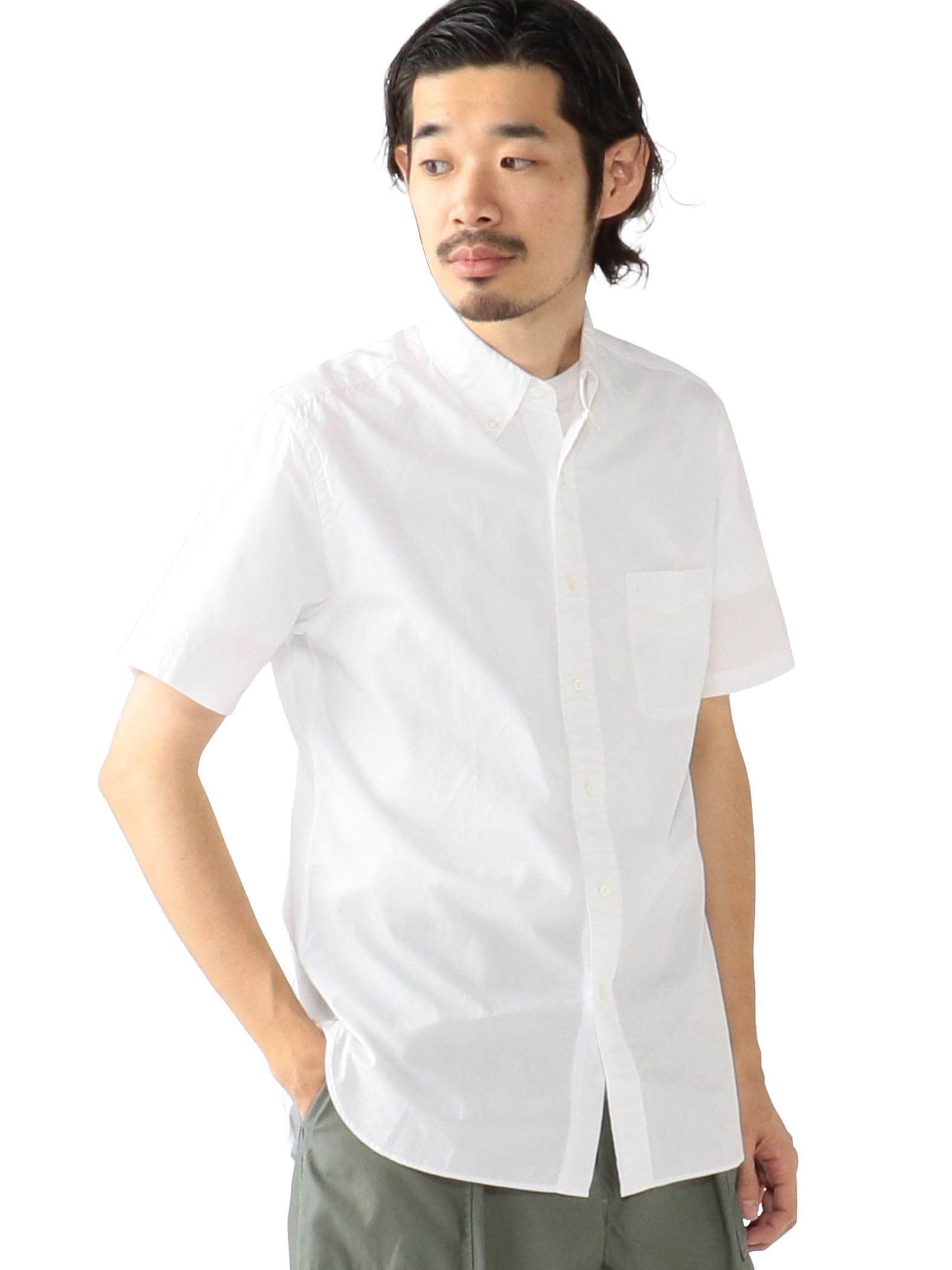 

Beams Plus Повседневная цветная рубашка с коротким рукавом, размер 38010040563, мужская, поплин, на пуговицах, белая, M, белый