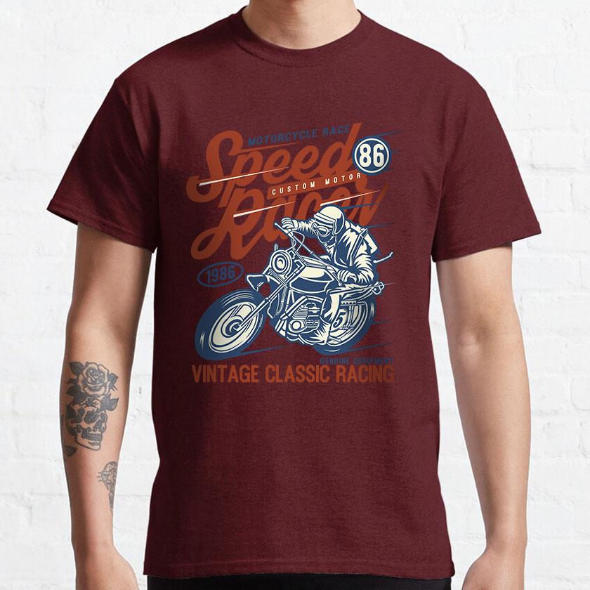 Speed Racer Vintage Classic Motorcycle Racing Genuine Equipment Motor Bike Printed T Shirt 100% Cotton  Plus Size Men's Clothing
