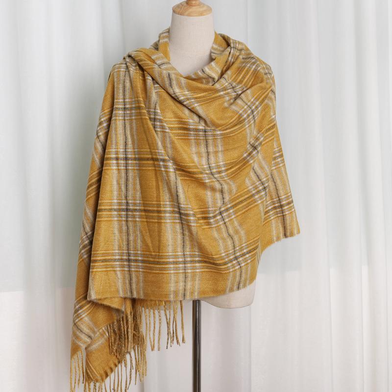 Winter Cashmere Plaid Scarf Design Women Warm Shawl Wraps Soft Pashmina Men Long Tassels Scarves Thick Blanket Foulard Bandana
