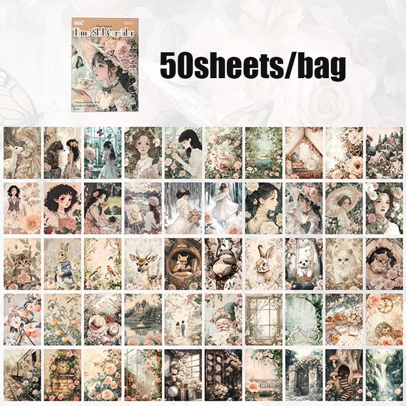 

50 листов/книга Серия «Коридор времени» Книга материалов для вырезания Материал для ручной работы Офисная канцелярская бумага Блокнот для украшения