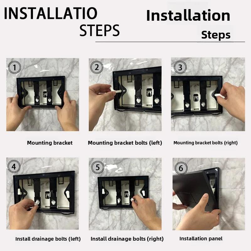 Black Dual Flushing Actuator Toilet Push Buttons Concealed Wall-mount Tanks Flush Pannels Replacement Part for Sigma Bathroom