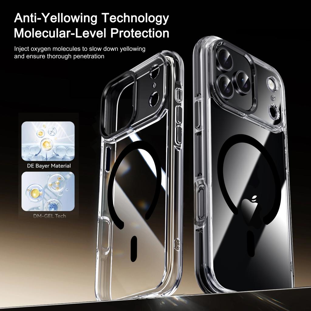 IPAKY For iPhone 17 Pro Max Clear Case Compatible with MagSafe Shockproof TPU+PC Phone Back Cover