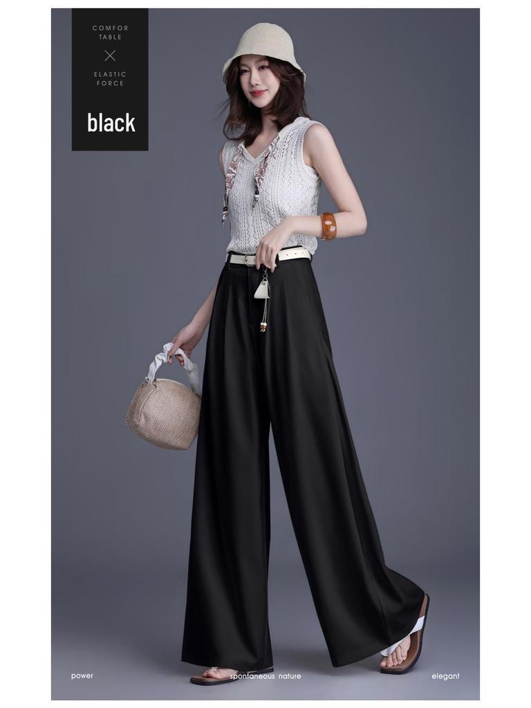 Echte Damen-Hose mit weitem Bein 2026: Modisch, Hoch tailliert, Lockere Passform, Knitterarm, Lässiger Stil.
