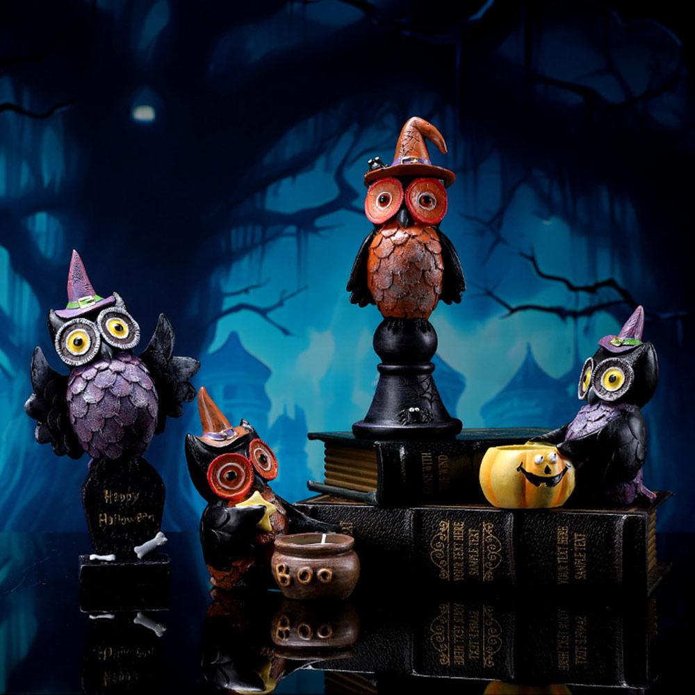 Ständer Tierfigur Eule Ornament Halloween Kerzenhalter Tischdekorationen