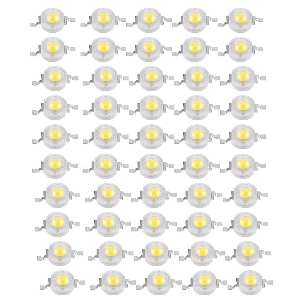 50PCS 110LM/W LED Chips SMD 1W High Power DIY Lighting Fixtures Durable LED Chip Bulb Downlight