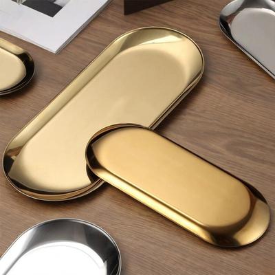  Nordic Style Oval Serving Tray Platter Stainless Steel Snack Dish Stackable Metal BBQ Food Plate Dinnerware Sushi Plate