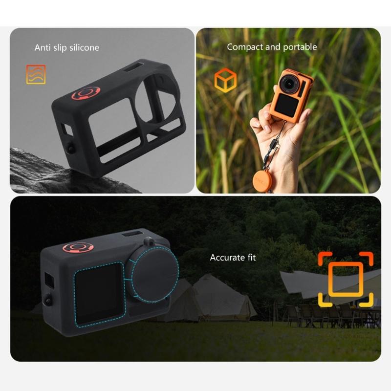 Silicone Camera Protective Cover Lens Guard Scratch-proof Case Sleeve for Action 5 Professional Camera with Lanyard