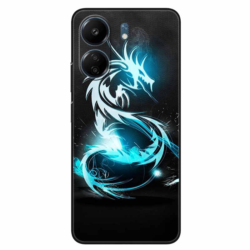 For Xiaomi Redmi 13C 4G Case Animals Painted Black Bumper Silicon TPU Coque for Redmi13C 4G 13 C Shockproof Covers Wolf Soft Bag