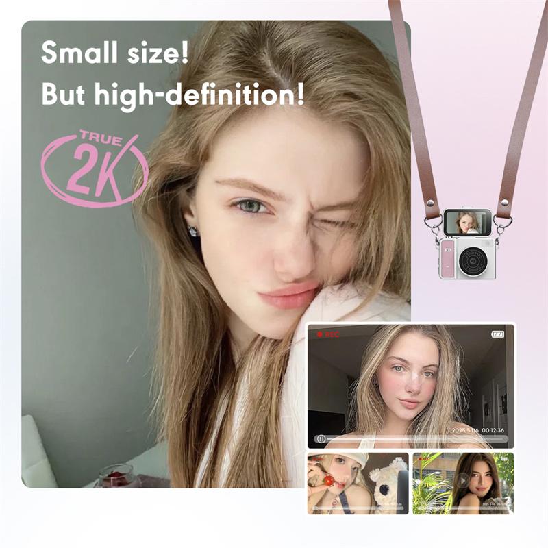 S162 Thumb Keychain Camera 1.47-Inch Flip Screen Mini Action Camera Retro Style 2K Very Small Camcorder Video Recorder