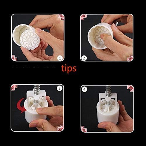 Mooncake Mold, Manual Pressure Mooncake Mold, ABS Resin, 50g Mid-Autumn Festival Mooncake, with Stamp, Cake Mold, Baking Mold, DIY Mooncake Mould (6 P
