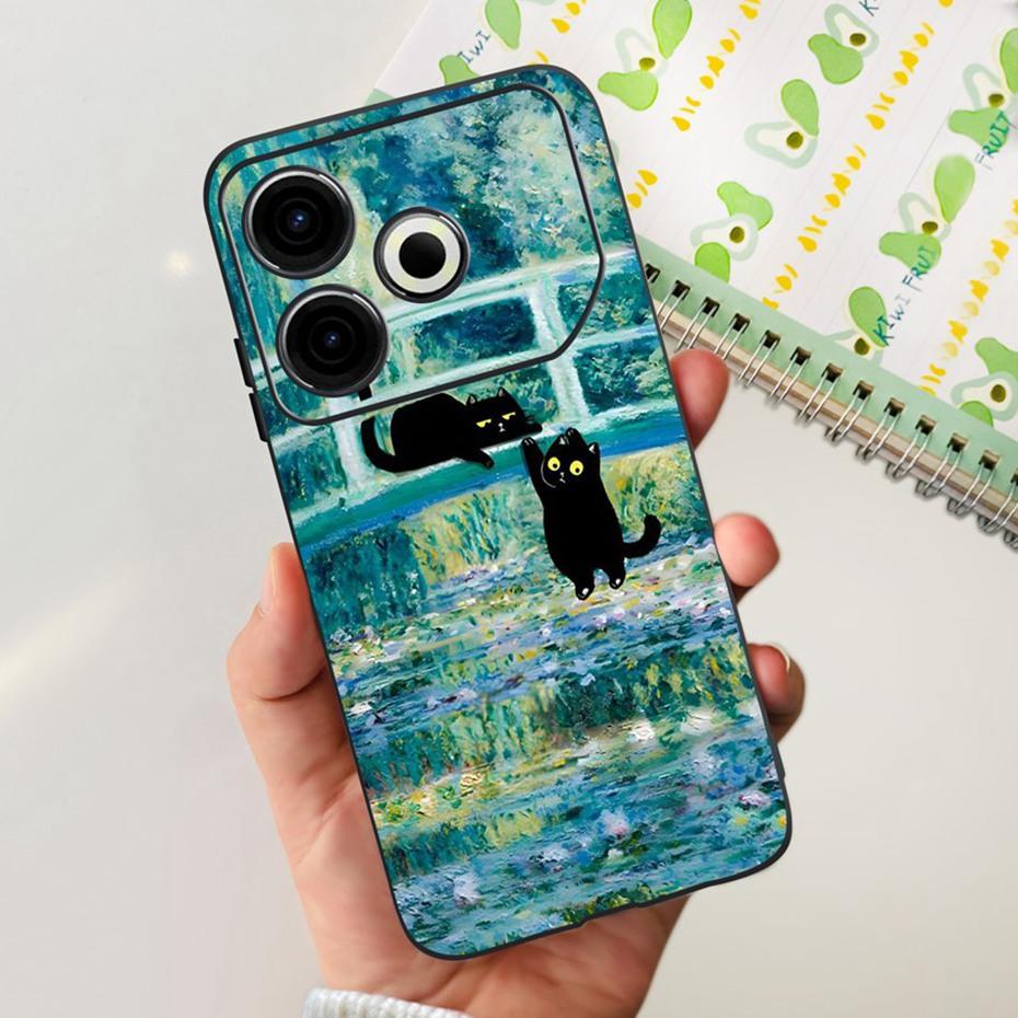 2024 Fashion Case For Tecno Pova 6 Neo Black Silicone Soft TPU Back Cover For Tecno Pova 6Neo 4G Phone Cases
