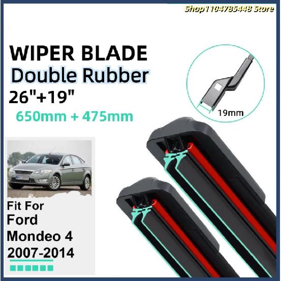 Double Rubber Car Wiper Blades for Ford Mondeo 4 2007-2014 Front Windscreen Windshield Rubber Car Accessories 2012 2013 2014