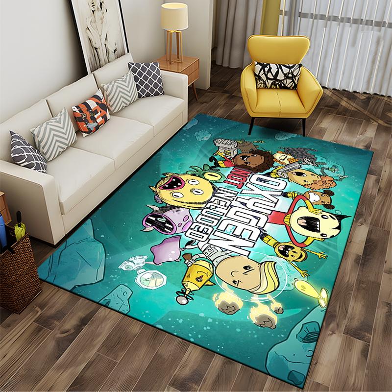 Fun Cartoon Space Adventure Characters Rug Non-slip rug suitable for living room and bedroom sofas.