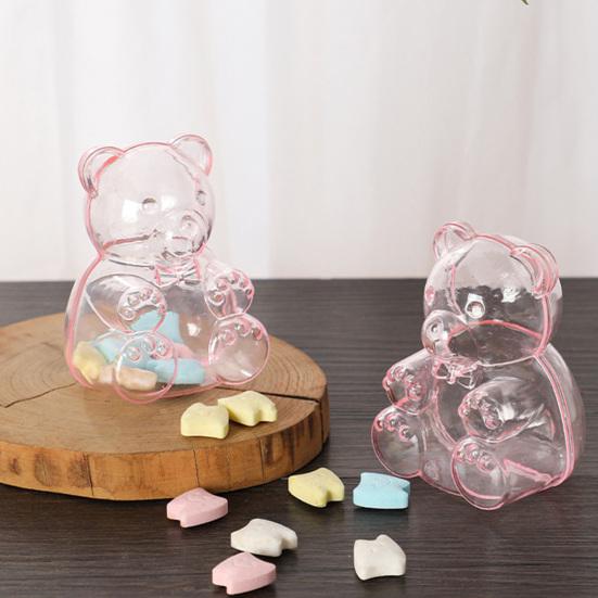 2 Stück Süße Bärenförmige Süßigkeitenschachteln Klare Füllbare Leckerli-Behälter Wiederverwendbare Feiertagssüßigkeiten-Geschenkbox für Junggesellinnenabschied Hochzeit Weihnachtsfeier Gastgeschenke