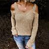Autumn New Sexy Strap Off-Shoulder Sweater Solid Color Casual Long-Sleeved Sweater Woman Clothing