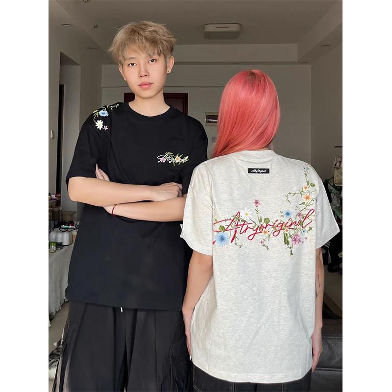 Summer Trendy Men's Short-Sleeved T-shirt Minimalist Round Neck Half-Sleeved Top Couple's T-shirt