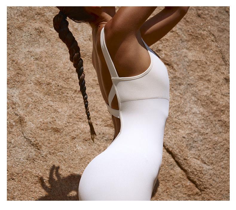 Sleeveless Cross-Back Hip-Lift Quick-Dry Yoga Bodysuit