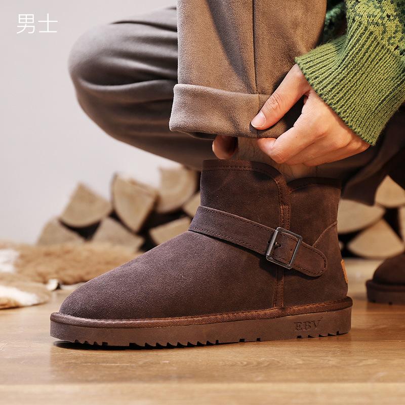 New snow boots, leather warm and non-slip outdoor thickened cotton shoes