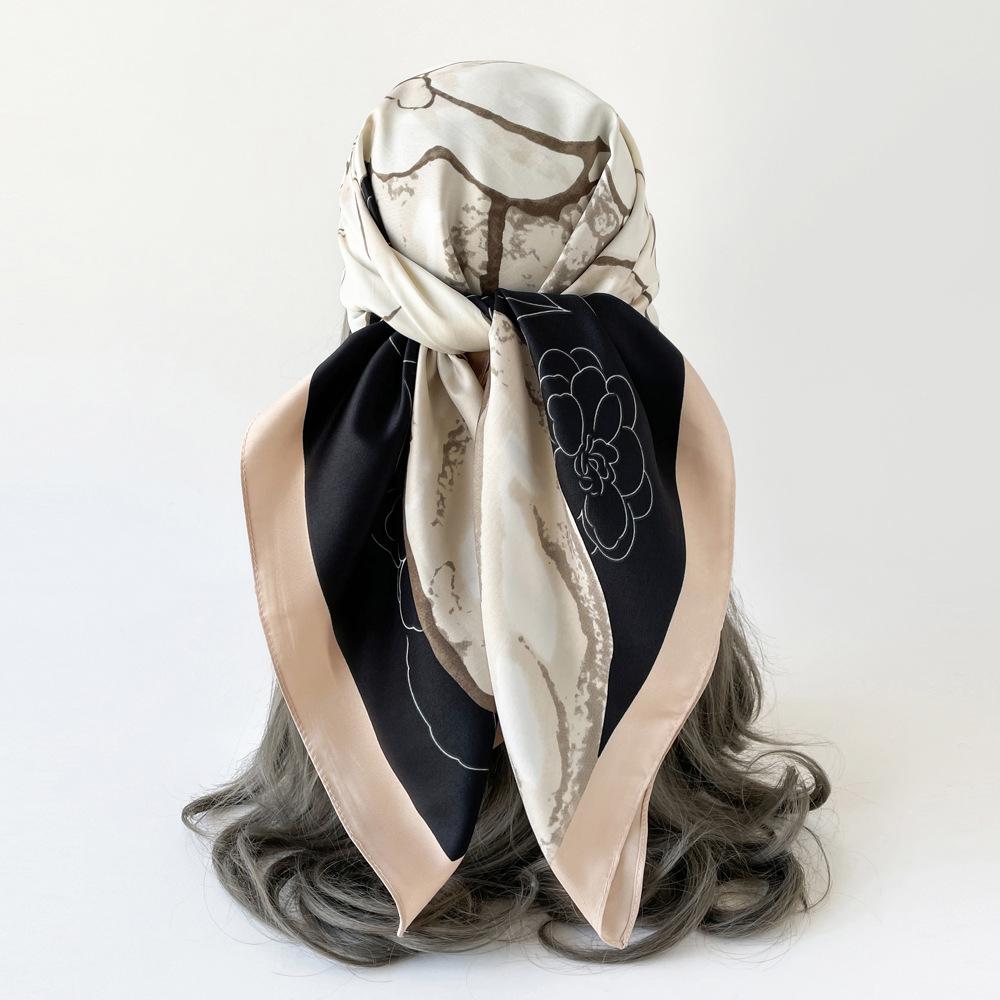 90*90cm Printed Flora Square Shawls Wrpas Scarves Ladies Kerchief Neckerchief Head Hijab Lady Headband Foulard